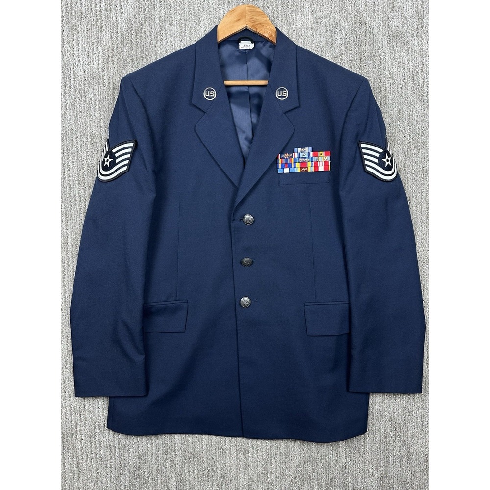 US Air Force USAF Uniform Blazer Mens 43R Dress Service Jacket Coat Navy Blue